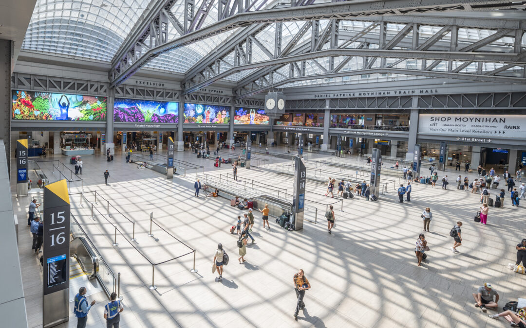 Interior of Moynihan Train Hall, New York.