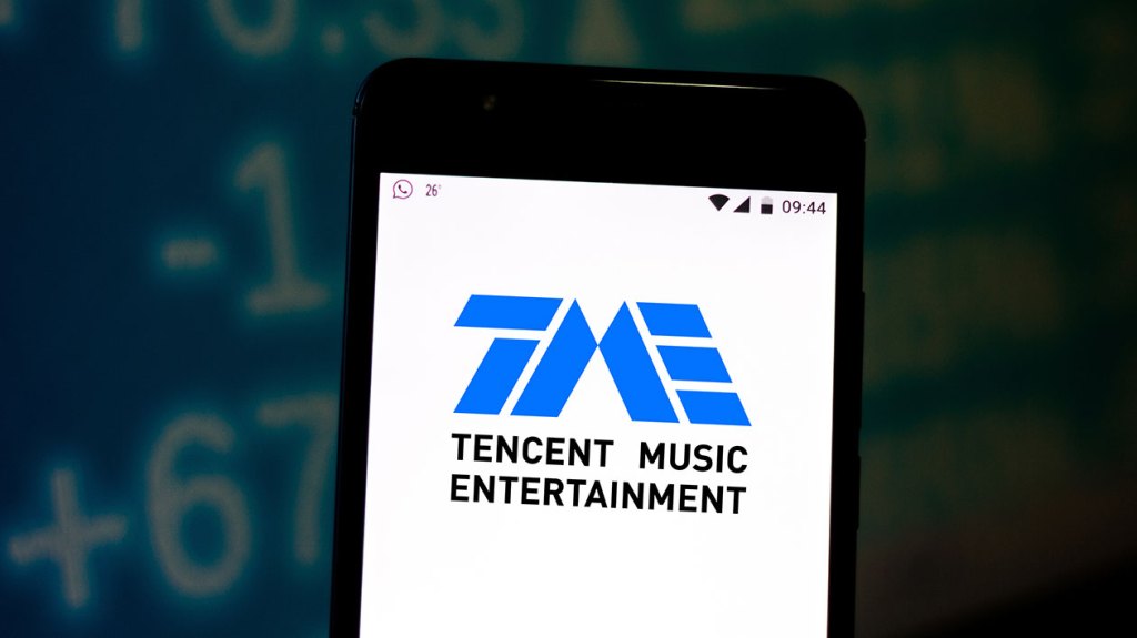 Tencent Music Entertainment logo on smartphone screen
