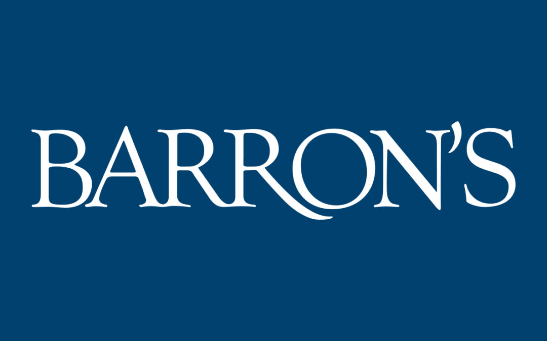Barron's logo on blue background