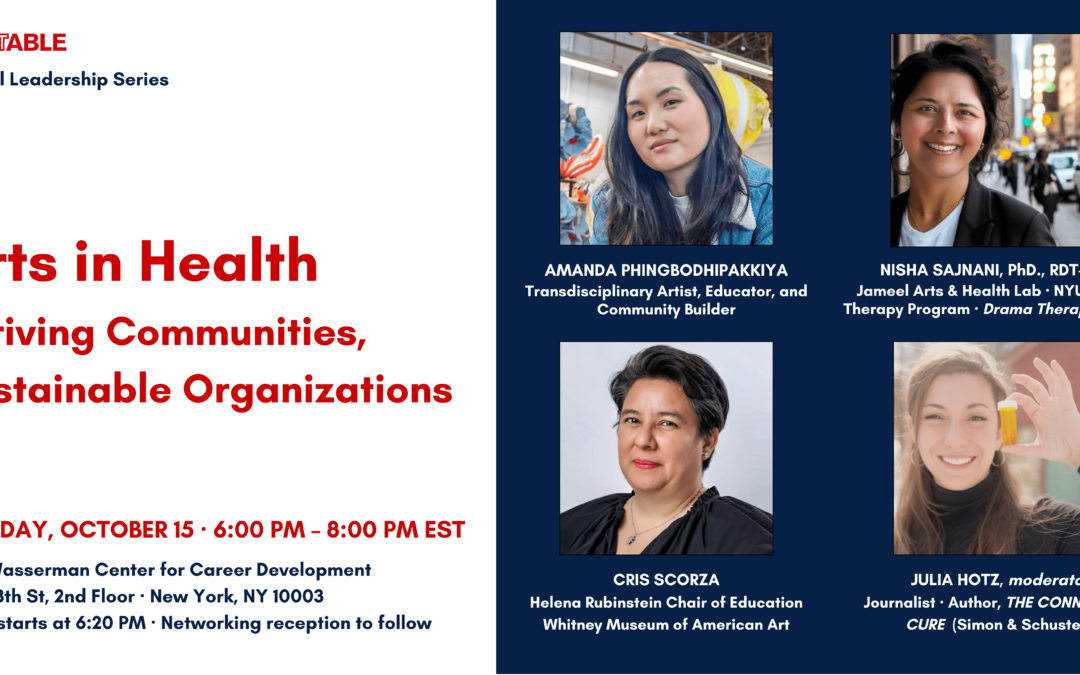 Arts in Health panel event with expert speakers.