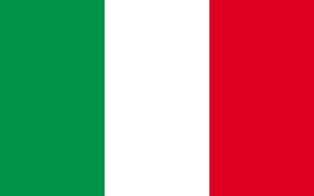 Flag of Italy with green, white, red stripes.
