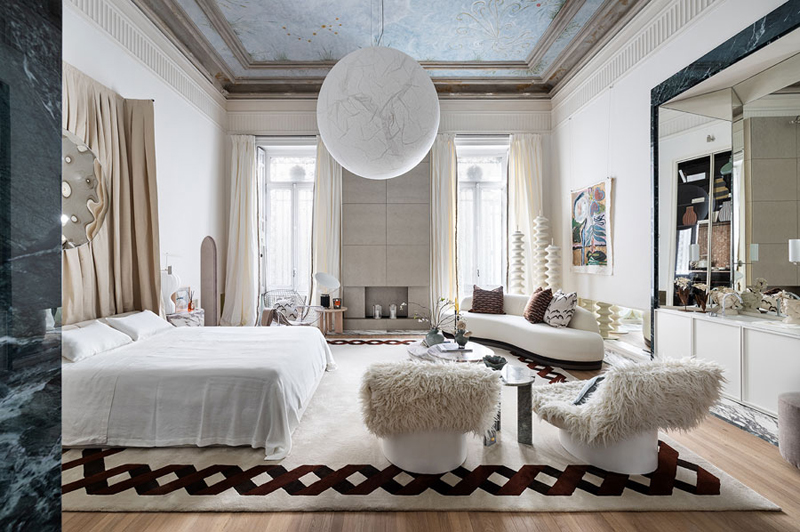 Modern living room with stylish furniture and decor.